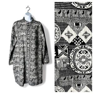 Chico’s Design - Vintage Black & White Damask Coat - Sz.‎ 3